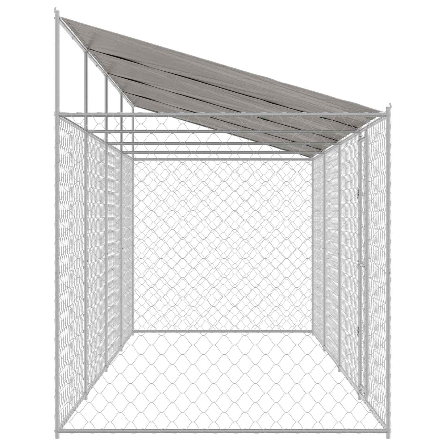 Hundekäfig mit Dach Silber 800 x 200 x 256 cm Stahl und PE