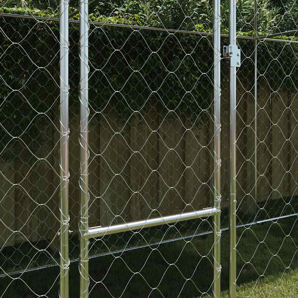 Hundekäfig mit Dach Silber 800 x 200 x 256 cm Stahl und PE