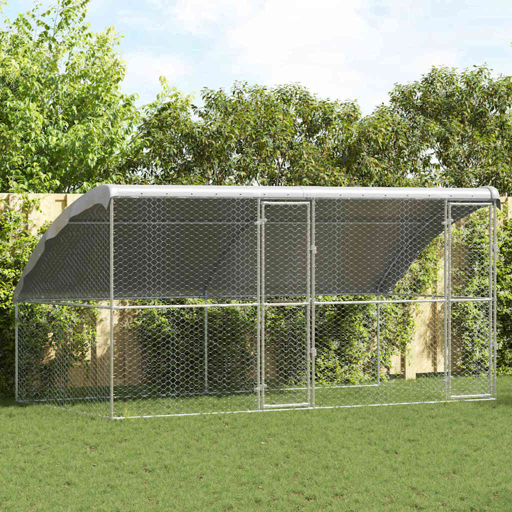 Hundekäfig 2 pcs Silber 4 x 2 x 2 m Verzinkter Stahl