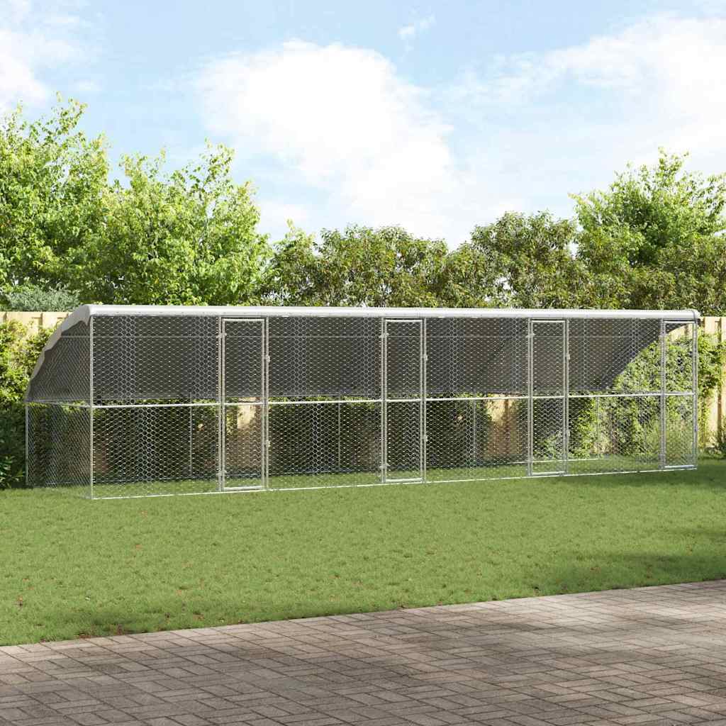Hundekäfig 4 pcs Silber 8 x 2 x 2 m Verzinkter Stahl