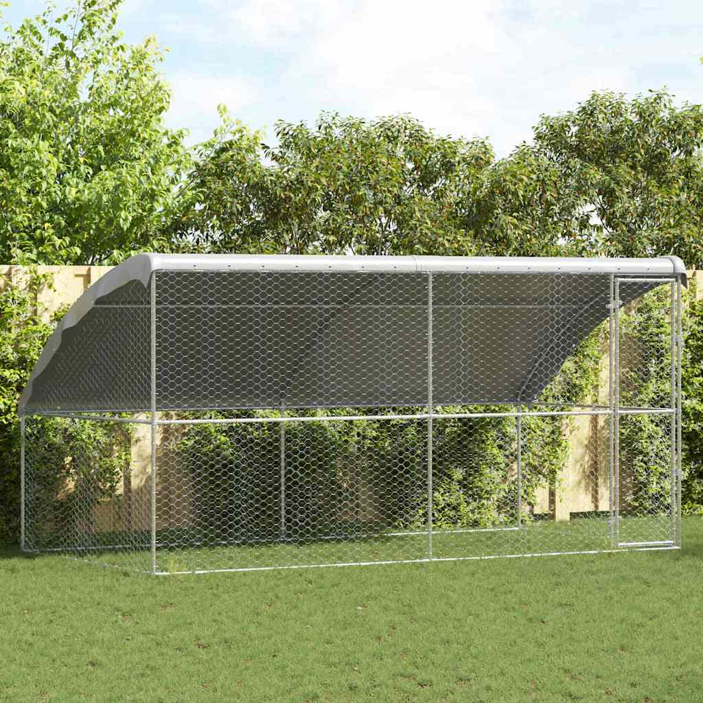 Hundekäfig 2 pcs Silber 4 x 2 x 2 m Verzinkter Stahl