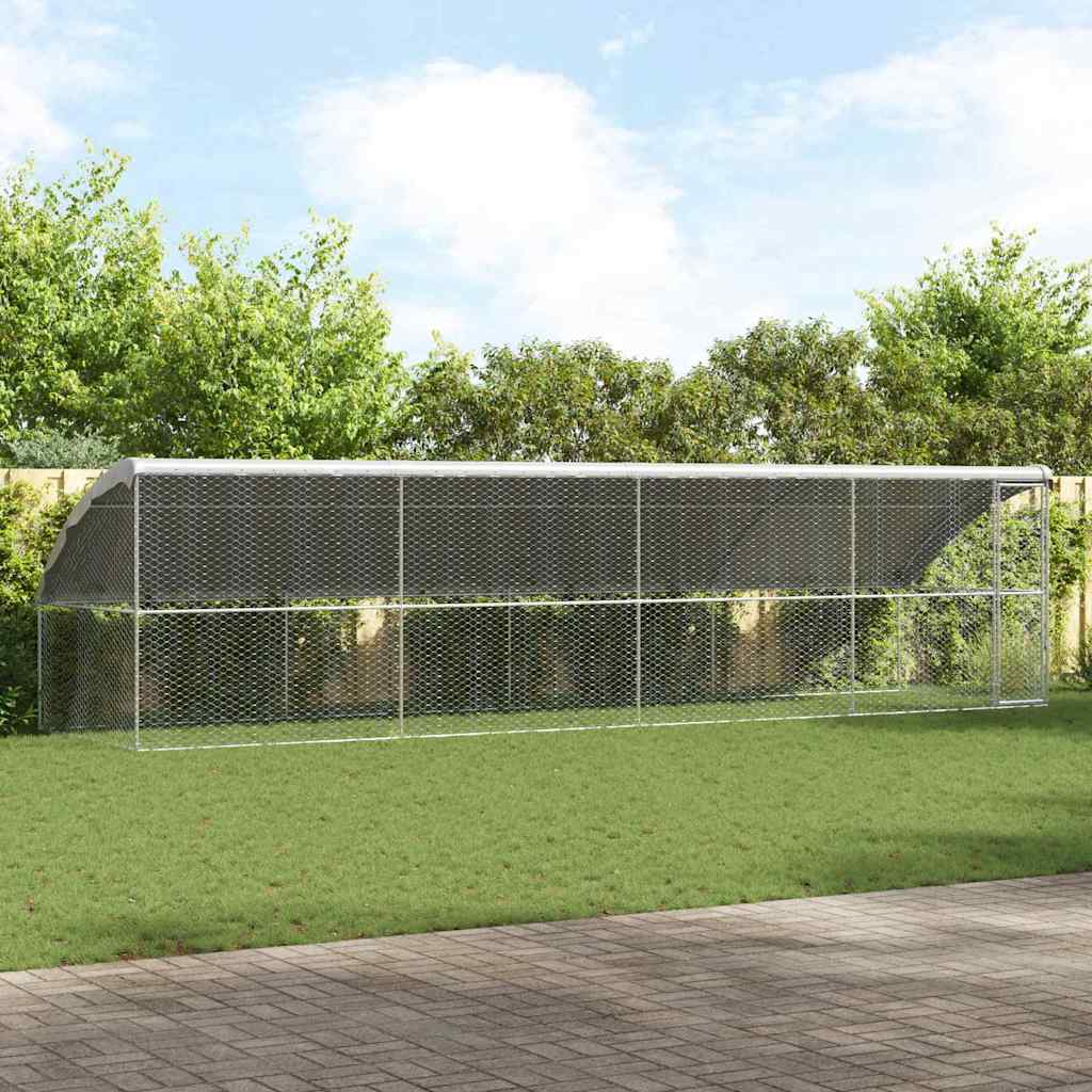 Hundekäfig 4 pcs Silber 8 x 2 x 2 m Verzinkter Stahl