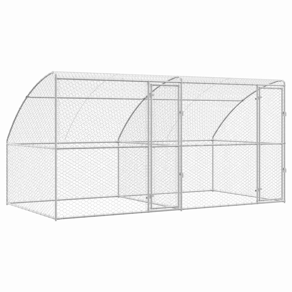 Hundekäfig 2 pcs Silber 4 x 2 x 2 m Verzinkter Stahl