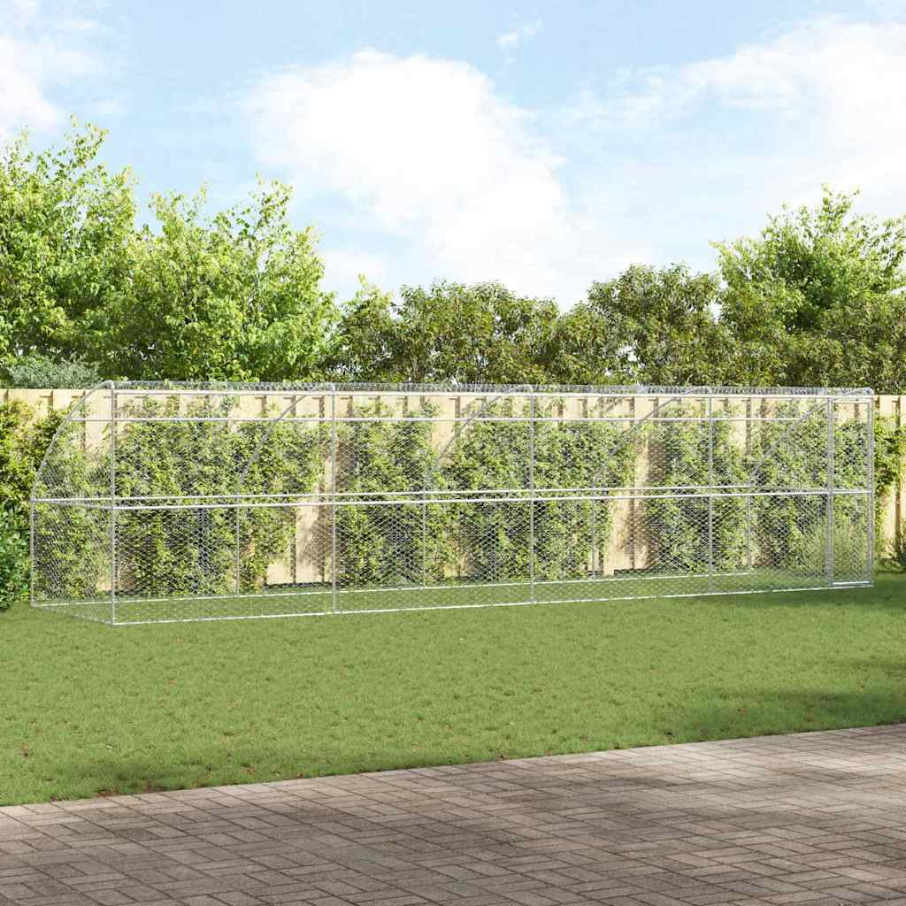 Hundekäfig 4 pcs Silber 8 x 2 x 2 m Verzinkter Stahl