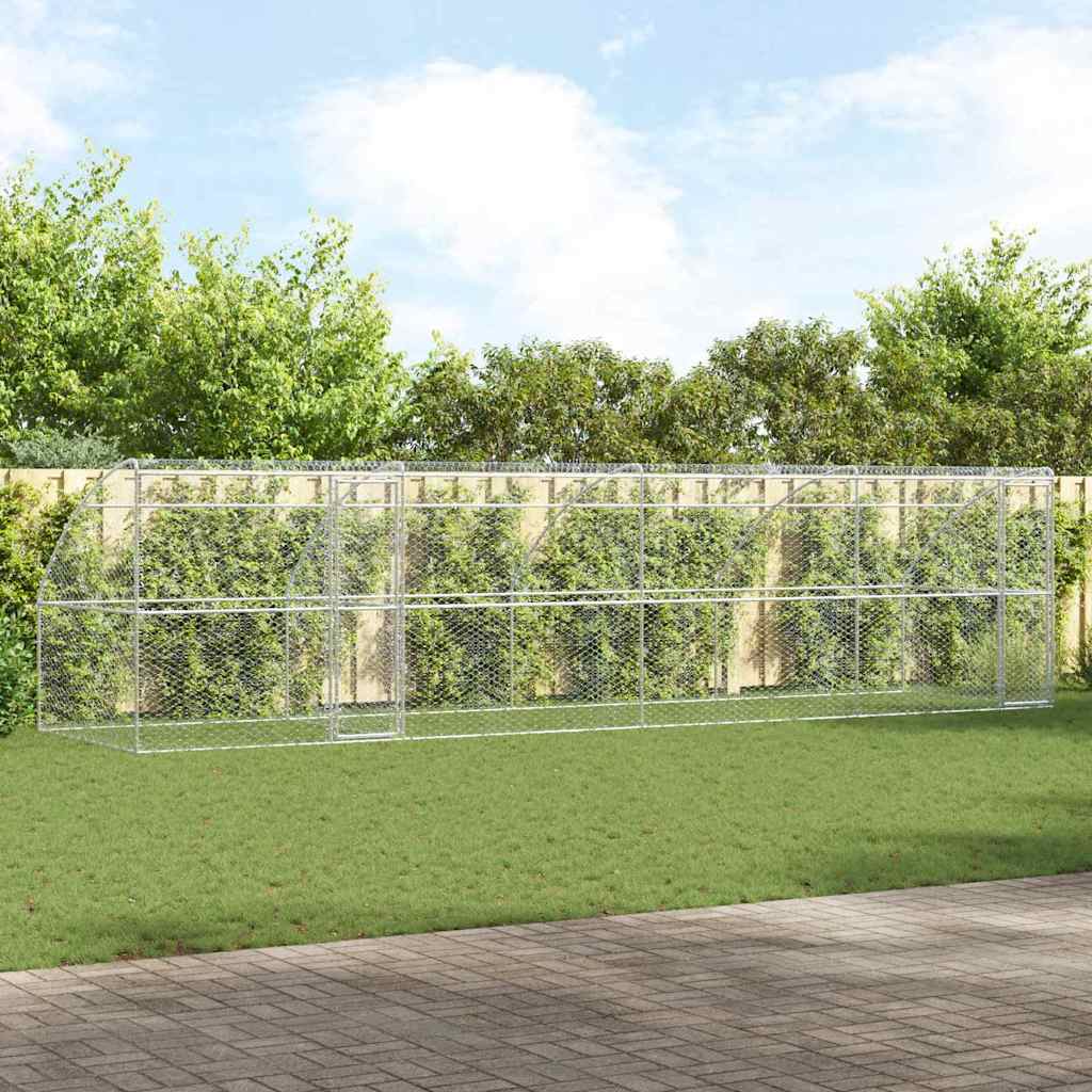 Hundekäfig 4 pcs Silber 8 x 2 x 2 m Verzinkter Stahl