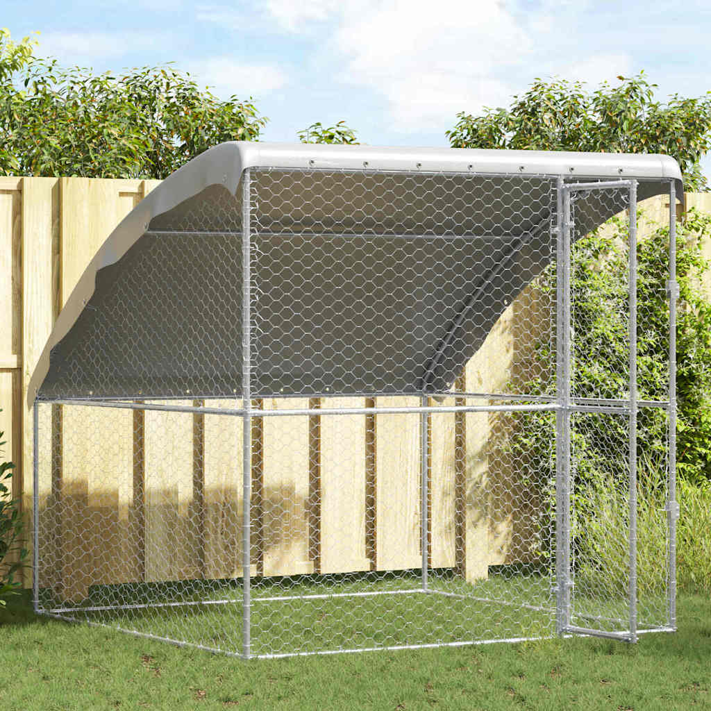 Hundekäfig mit Speicher Silber 2 x 2 x 2 m Verzinkter Stahl