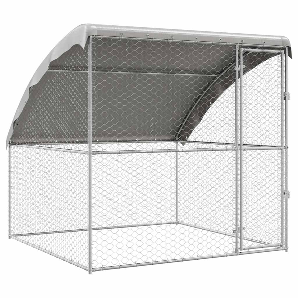 Hundekäfig mit Speicher Silber 2 x 2 x 2 m Verzinkter Stahl