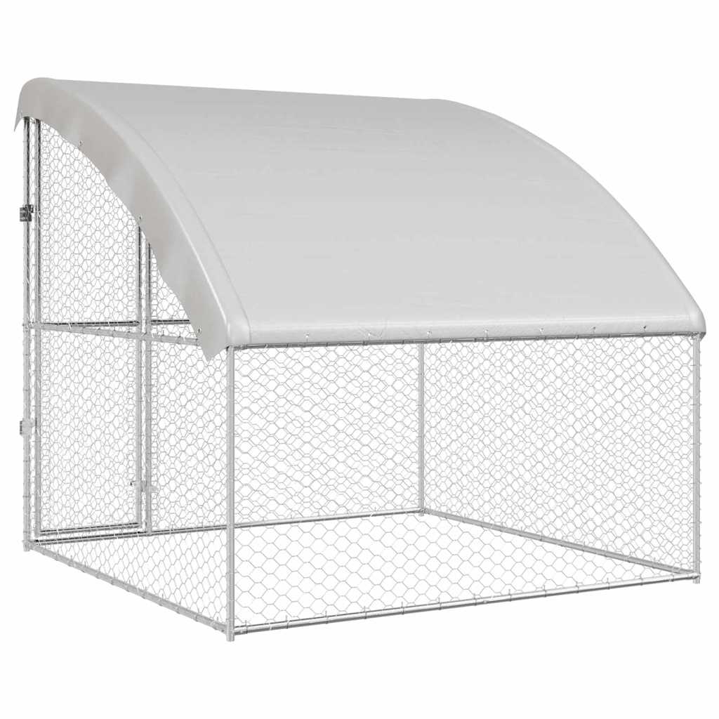 Hundekäfig mit Speicher Silber 2 x 2 x 2 m Verzinkter Stahl