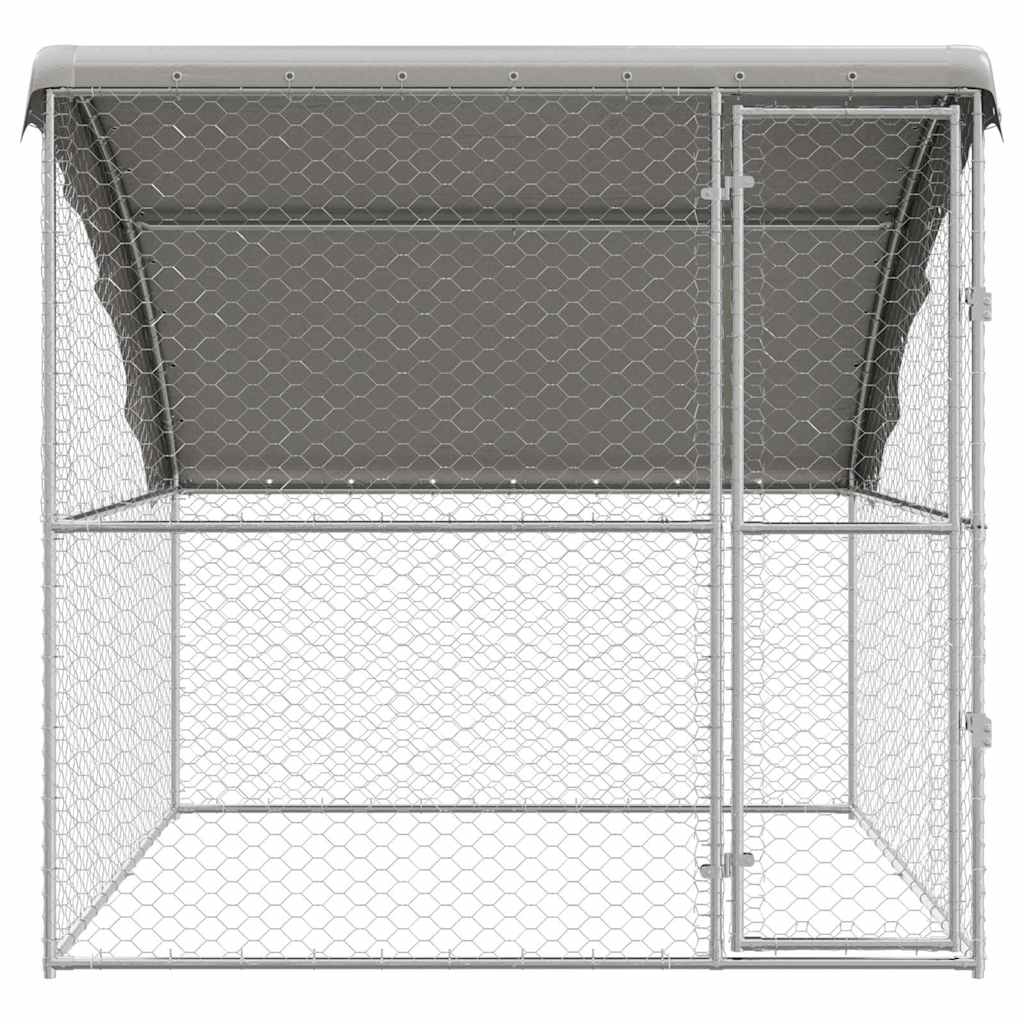 Hundekäfig mit Speicher Silber 2 x 2 x 2 m Verzinkter Stahl