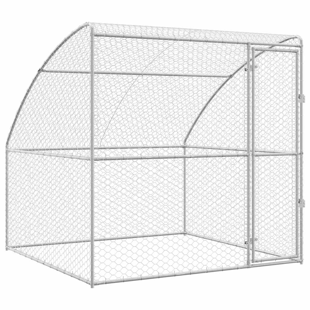 Hundekäfig mit Speicher Silber 2 x 2 x 2 m Verzinkter Stahl