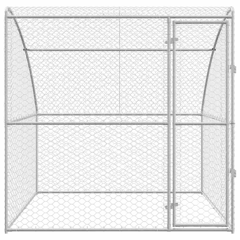 Hundekäfig mit Speicher Silber 2 x 2 x 2 m Verzinkter Stahl