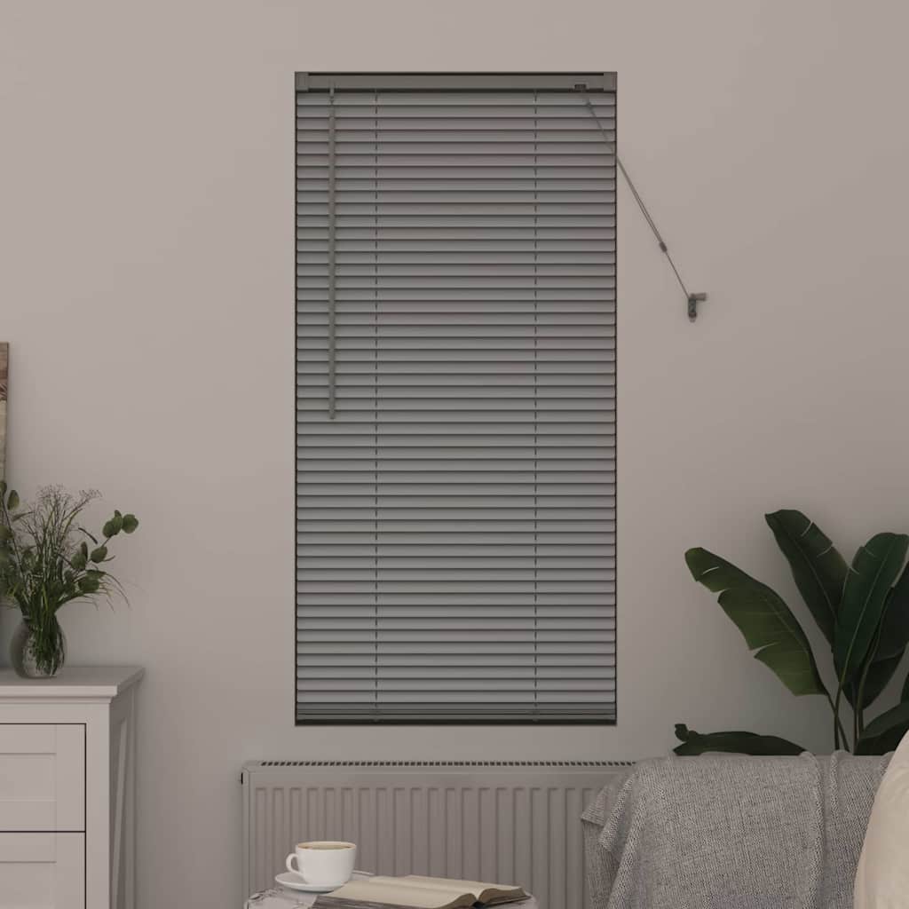 Silver slatted blinds 175 x 60 cm aluminum
