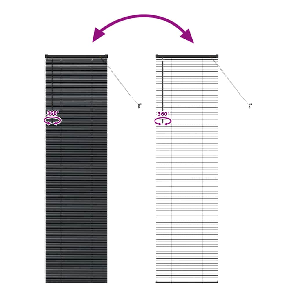Balkenjalousien Schwarz 220 x 65 cm Aluminium