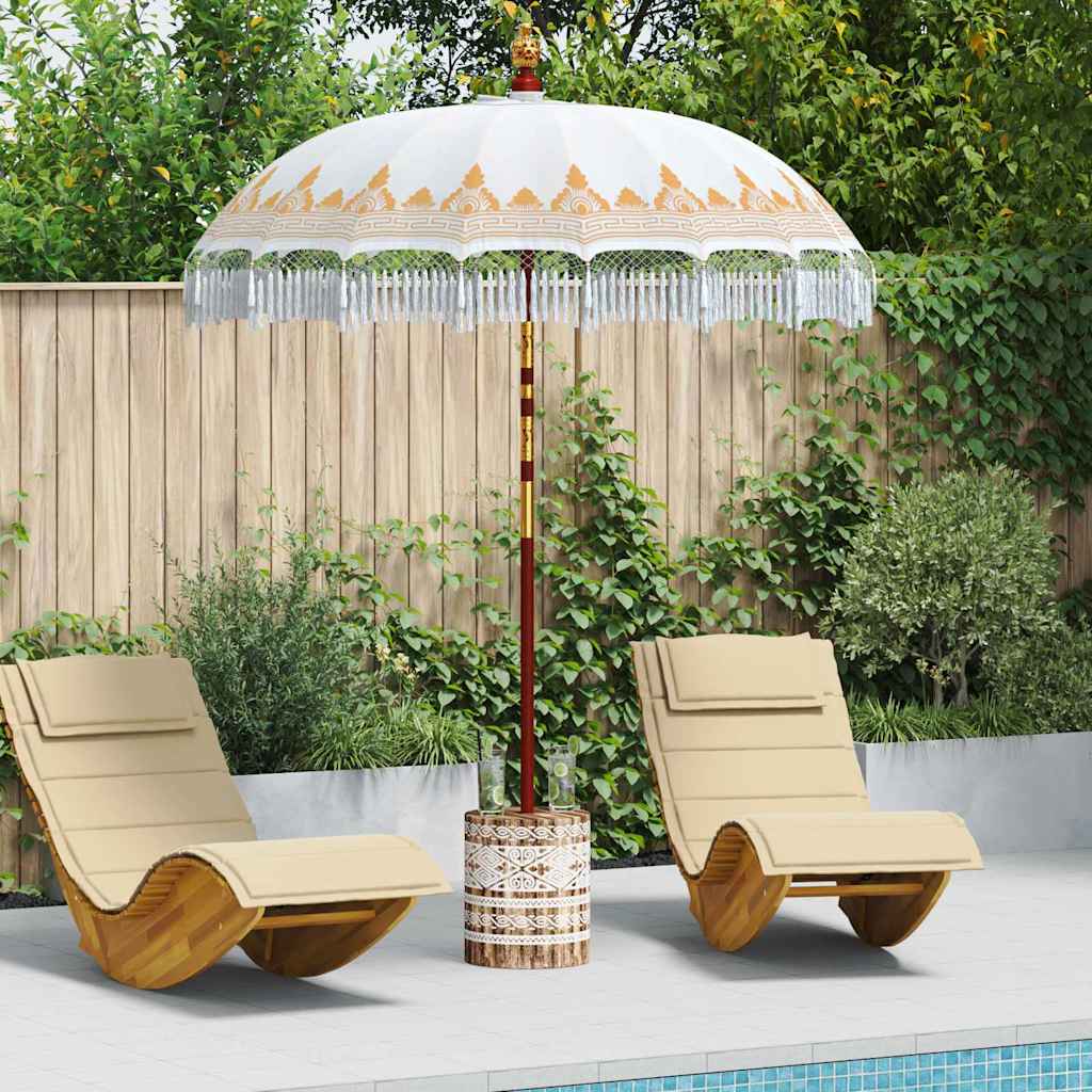 Balinesischer Sonnenschirm mit Sockel Creme 185 x 185 x 260 cm