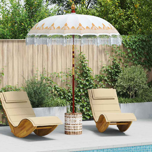 Balinesischer Sonnenschirm mit Sockel Creme 185 x 185 x 260 cm