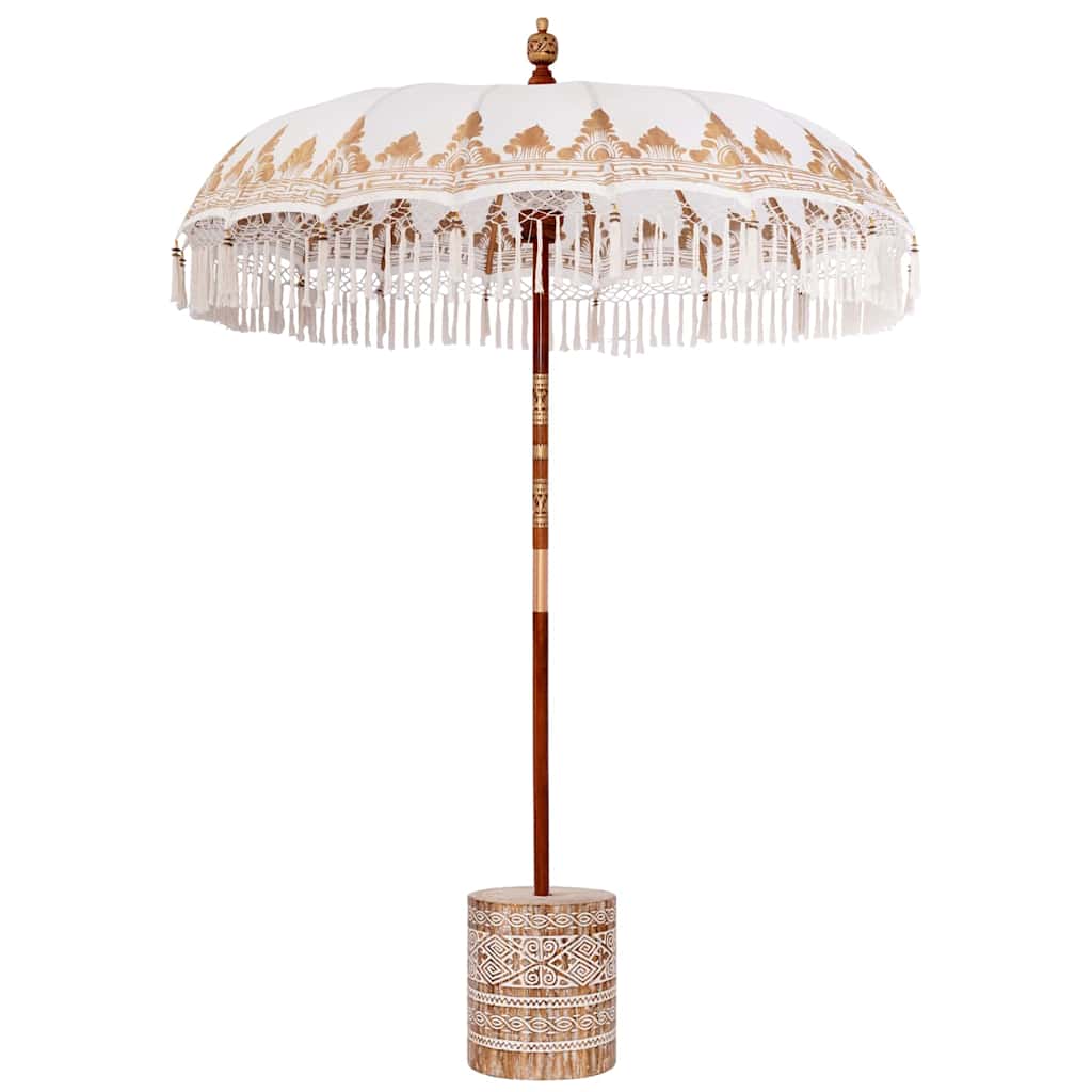 Balinesischer Sonnenschirm mit Sockel Creme 185 x 185 x 260 cm