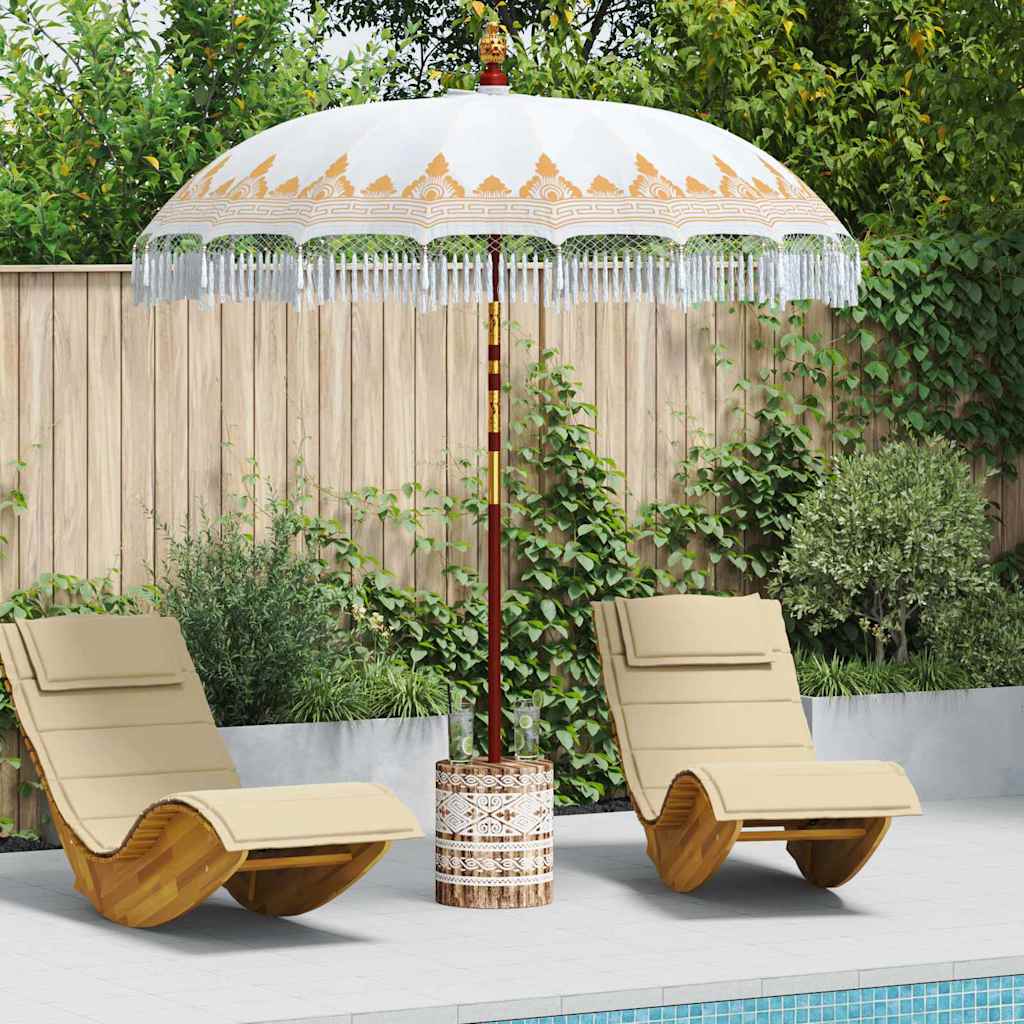Balinesischer Sonnenschirm mit Sockel Creme 215 x 215 x 260 cm