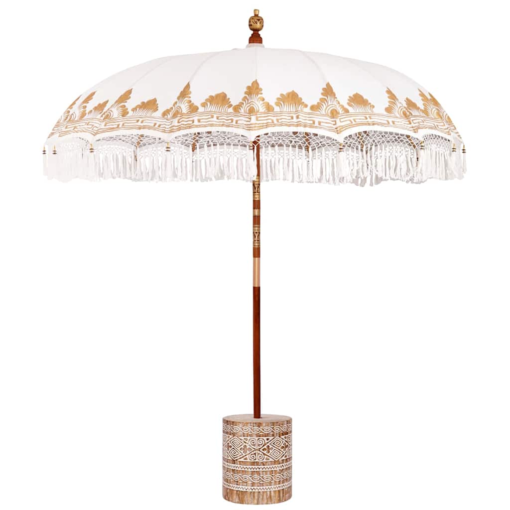 Balinesischer Sonnenschirm mit Sockel Creme 215 x 215 x 260 cm