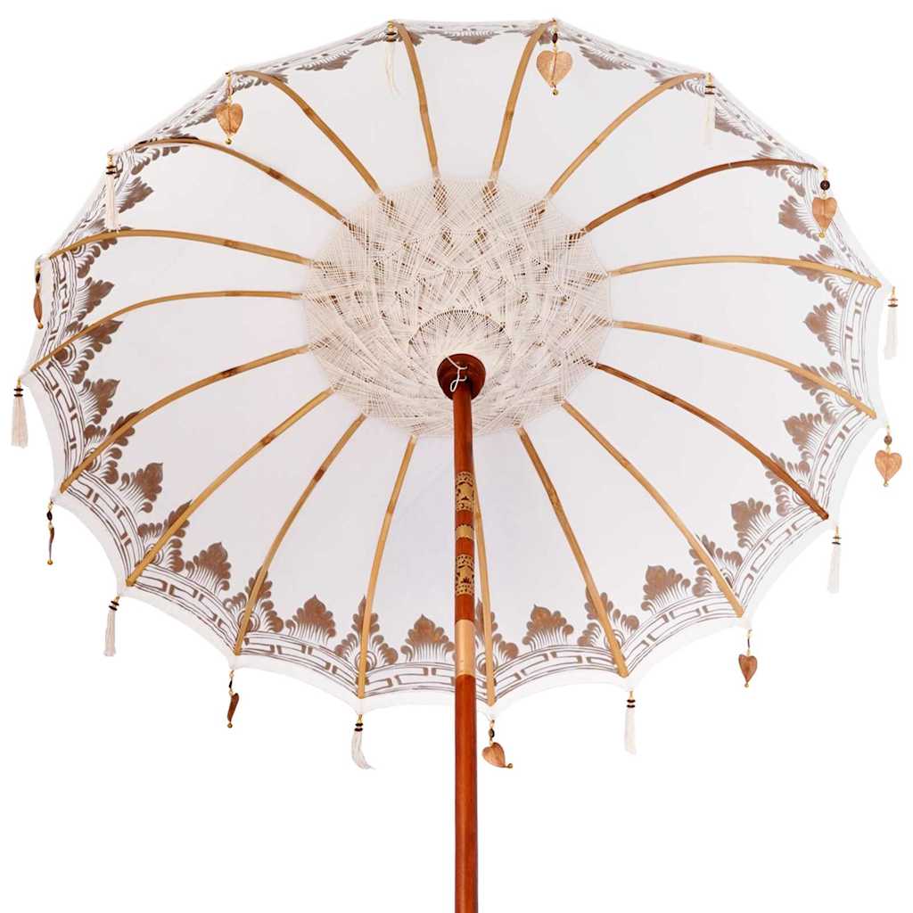 Balinesischer Sonnenschirm mit Sockel Creme 185 x 185 x 260 cm