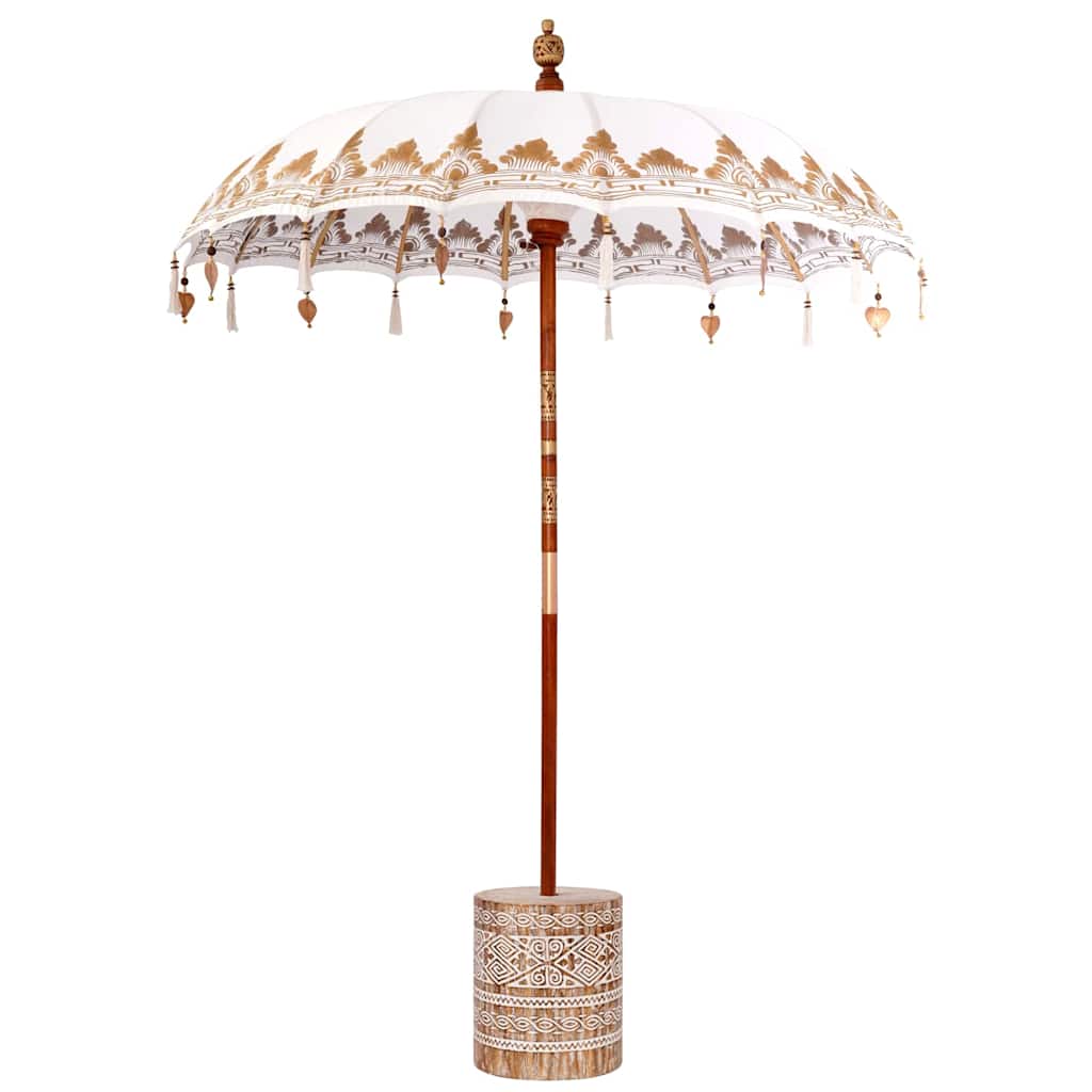 Balinesischer Sonnenschirm mit Sockel Creme 185 x 185 x 260 cm
