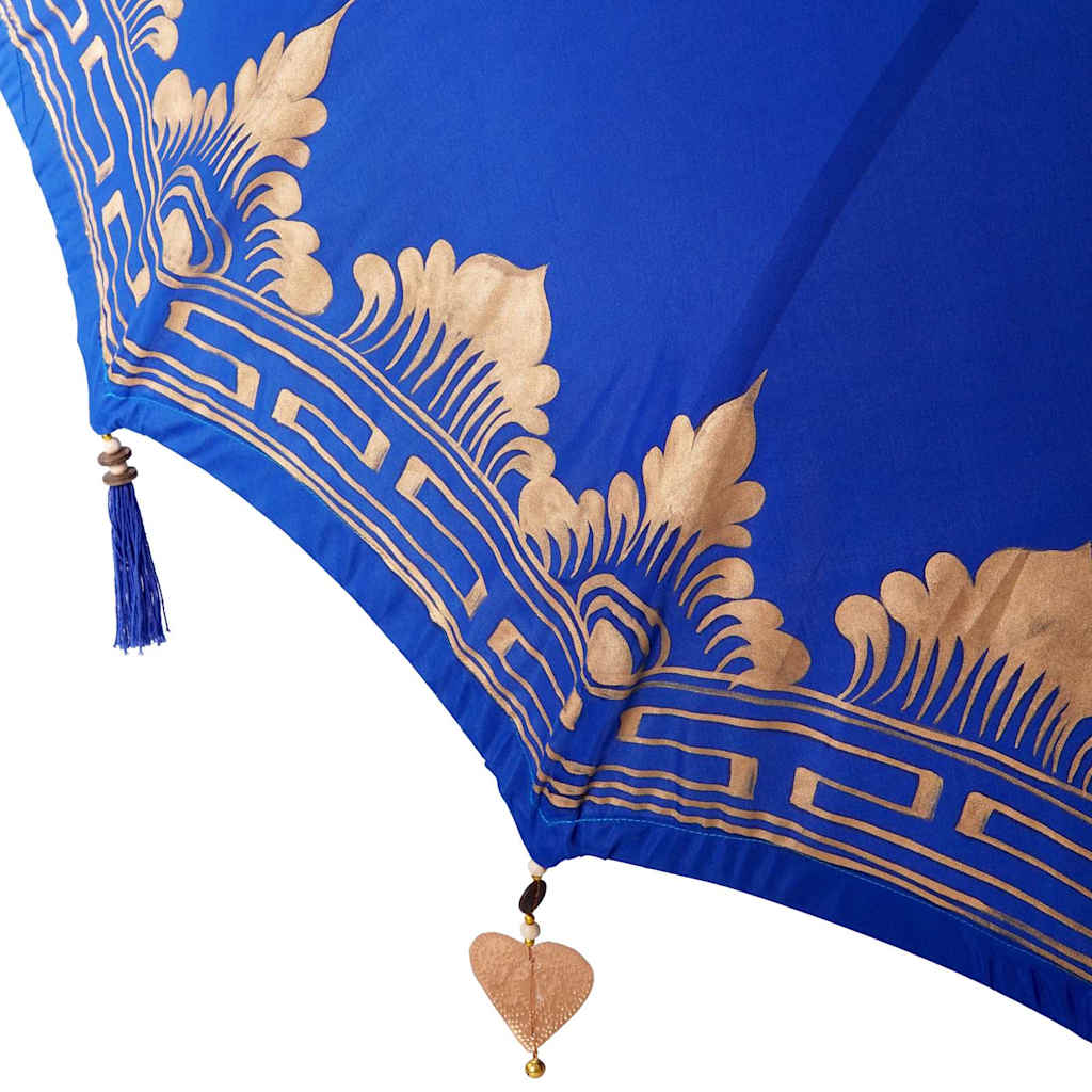 Balinesischer Sonnenschirm mit Sockel Blau 185 x 185 x 260 cm