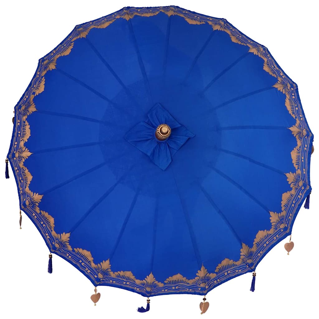 Balinesischer Sonnenschirm mit Sockel Blau 185 x 185 x 260 cm