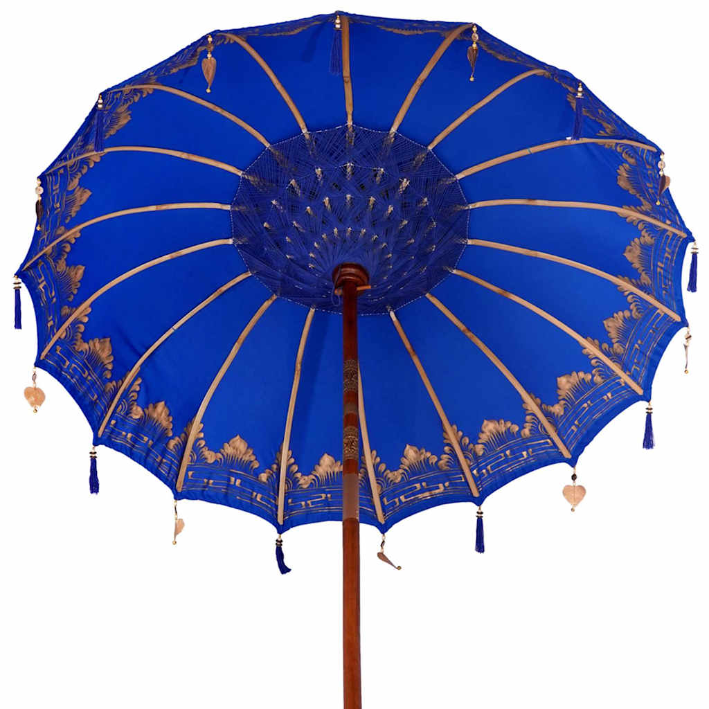 Balinesischer Sonnenschirm mit Sockel Blau 185 x 185 x 260 cm