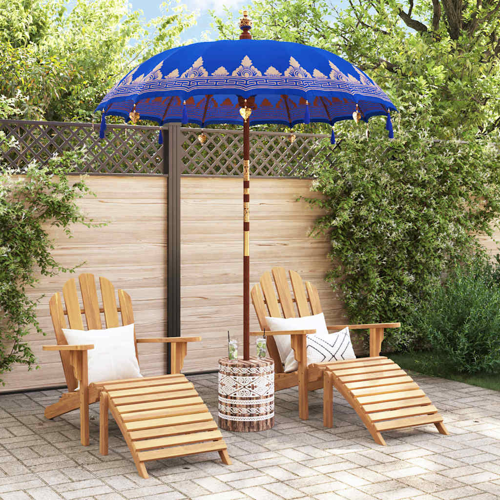 Balinesischer Sonnenschirm mit Sockel Blau 185 x 185 x 260 cm