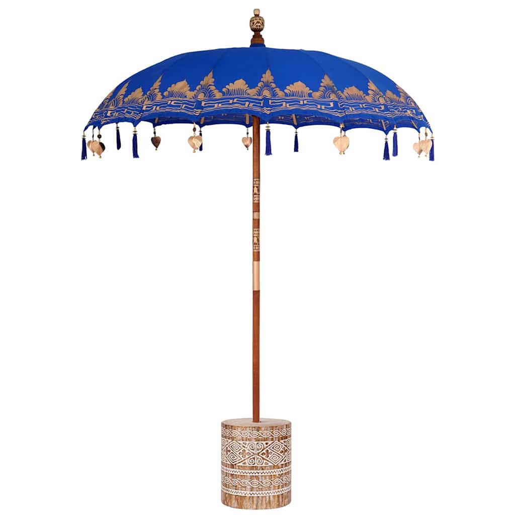 Balinesischer Sonnenschirm mit Sockel Blau 185 x 185 x 260 cm