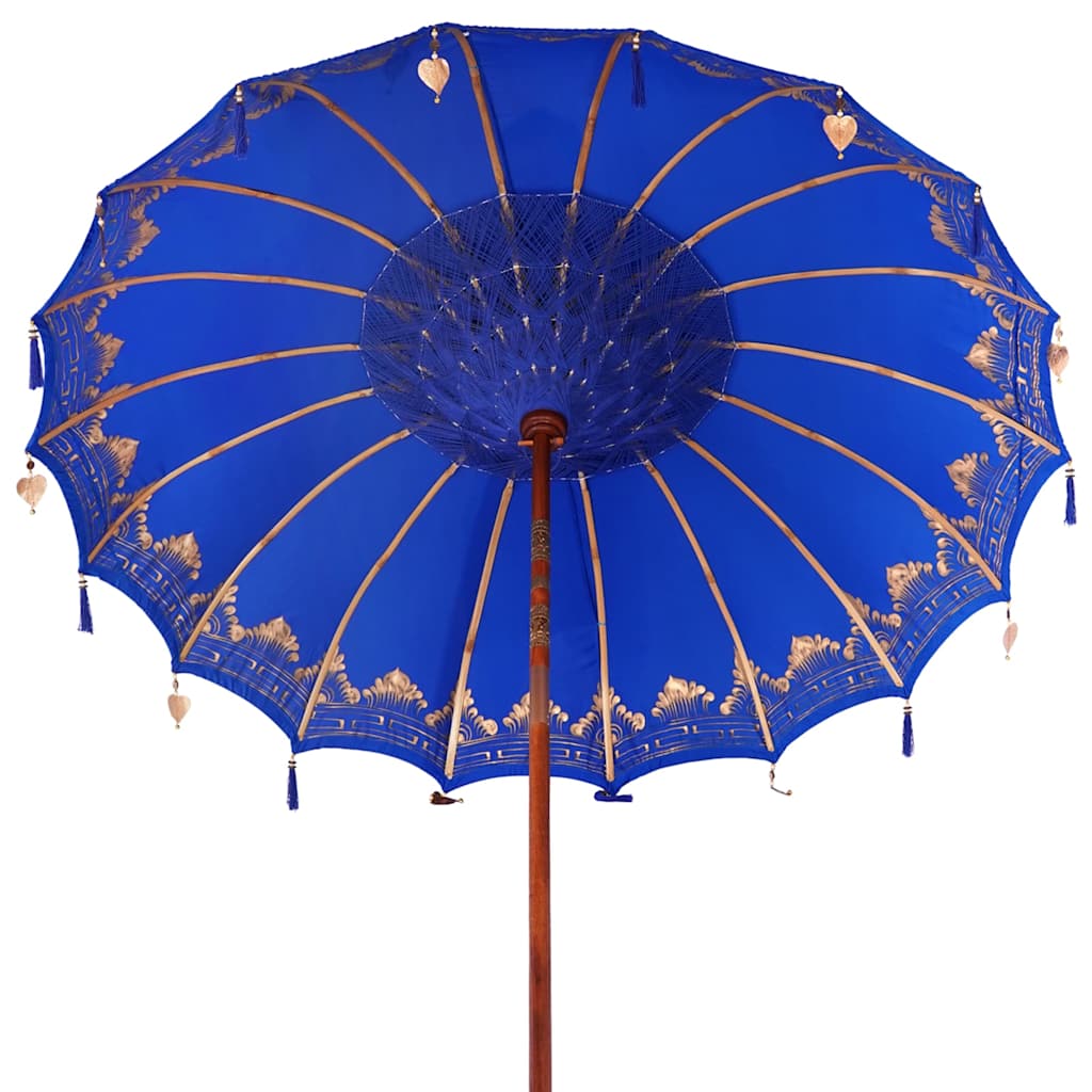 Balinesischer Sonnenschirm mit Sockel Blau 215 x 215 x 260 cm
