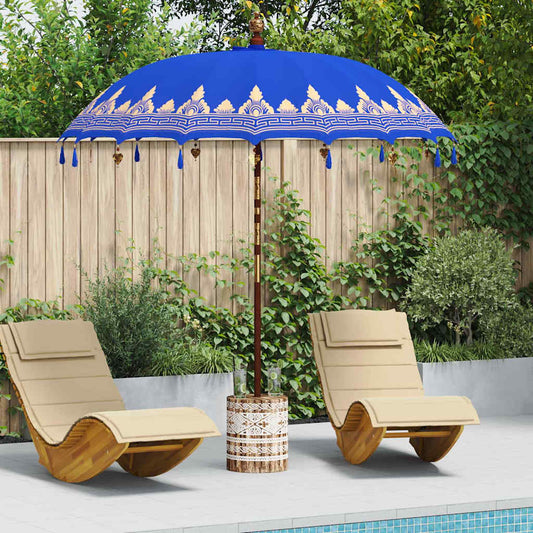 Balinesischer Sonnenschirm mit Sockel Blau 215 x 215 x 260 cm