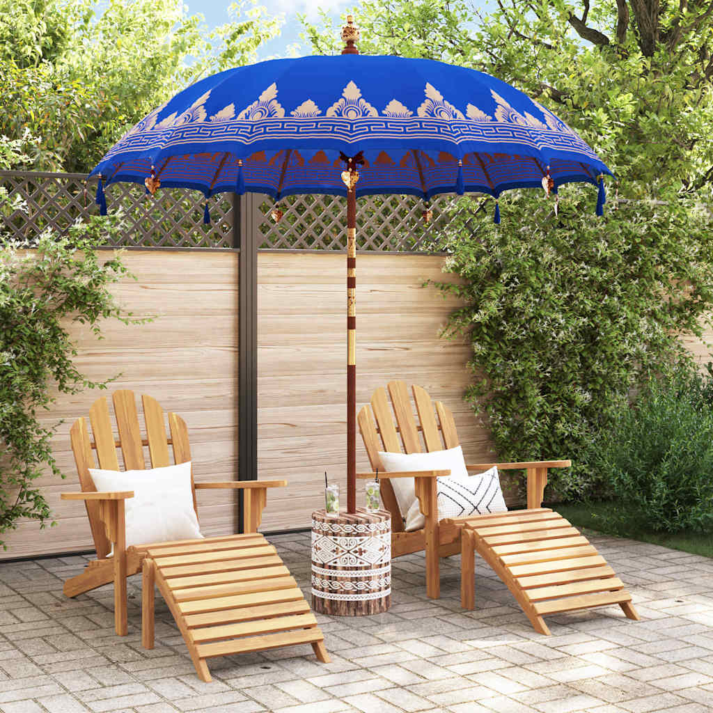 Balinesischer Sonnenschirm mit Sockel Blau 215 x 215 x 260 cm