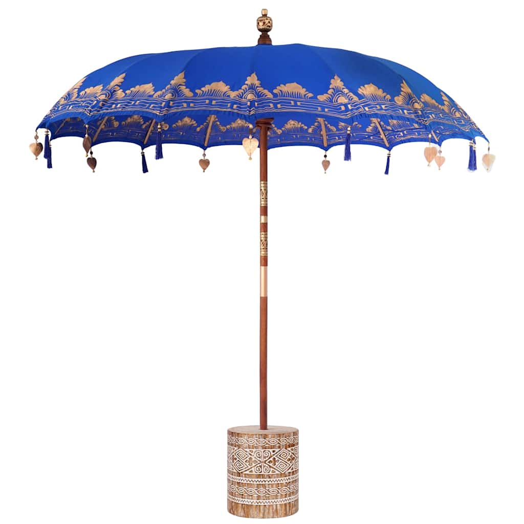Balinesischer Sonnenschirm mit Sockel Blau 215 x 215 x 260 cm