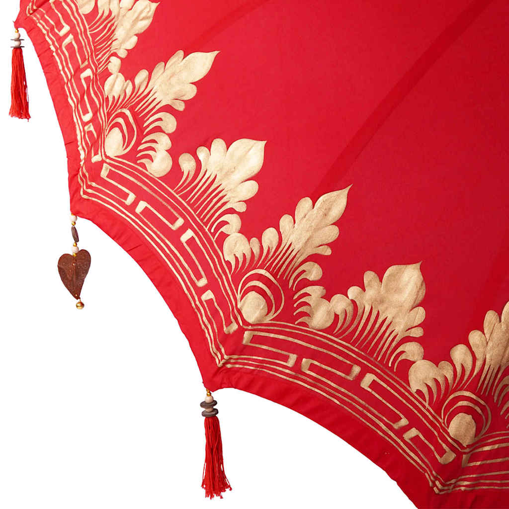 Balinesischer Sonnenschirm mit Sockel Rot 185 x 185 x 260 cm