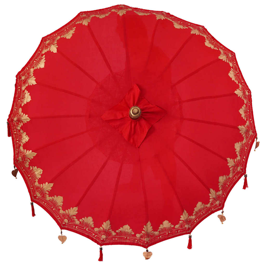 Balinesischer Sonnenschirm mit Sockel Rot 185 x 185 x 260 cm
