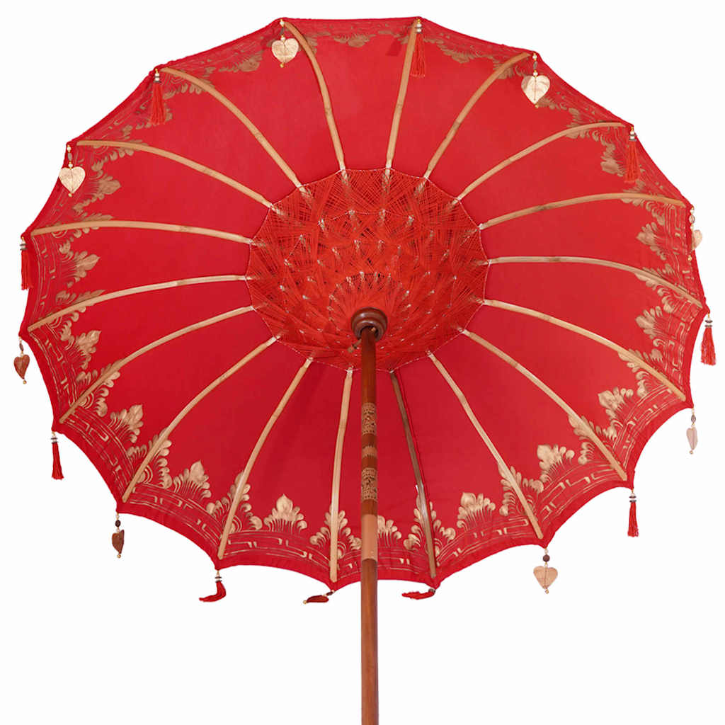 Balinesischer Sonnenschirm mit Sockel Rot 185 x 185 x 260 cm