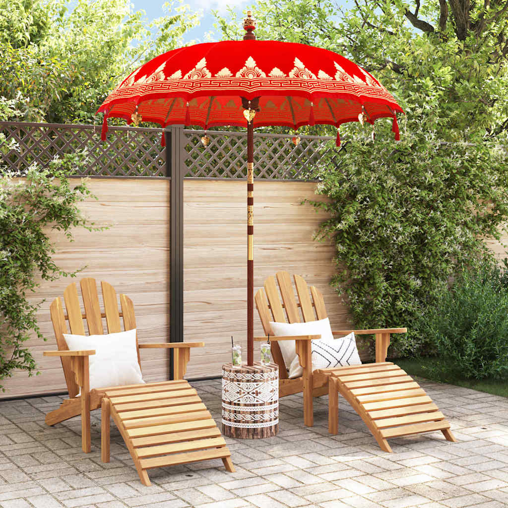 Balinesischer Sonnenschirm mit Sockel Rot 185 x 185 x 260 cm