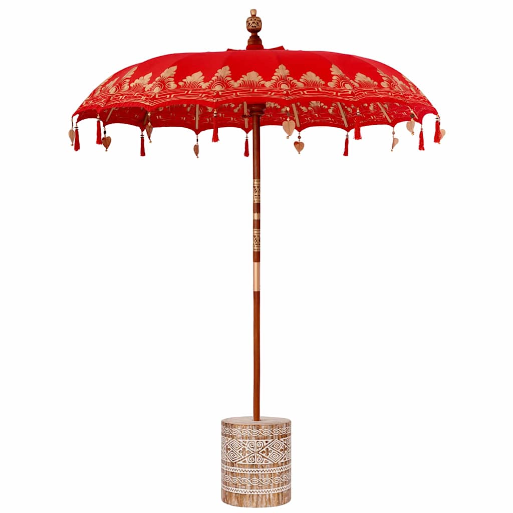 Balinesischer Sonnenschirm mit Sockel Rot 185 x 185 x 260 cm