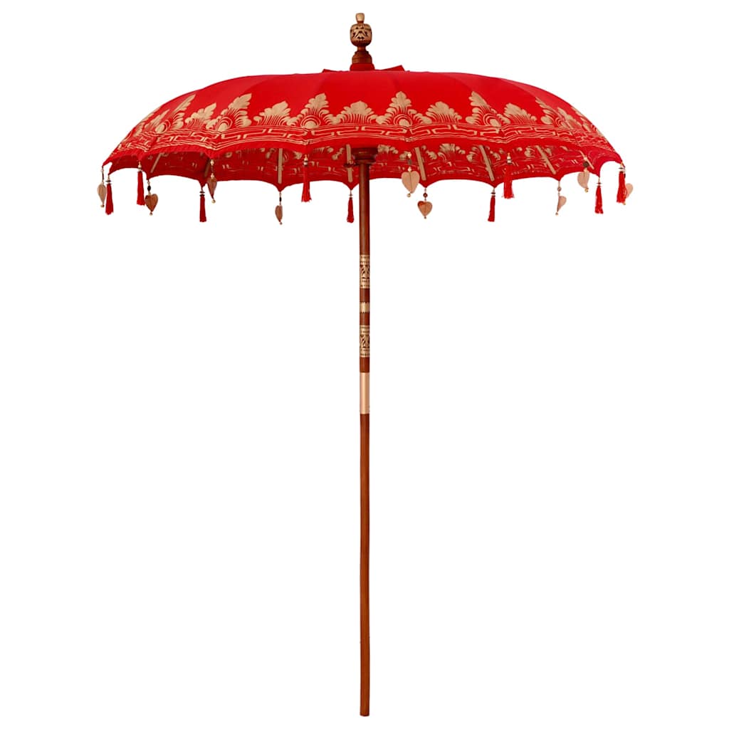 Balinesischer Sonnenschirm mit Sockel Rot 185 x 185 x 260 cm