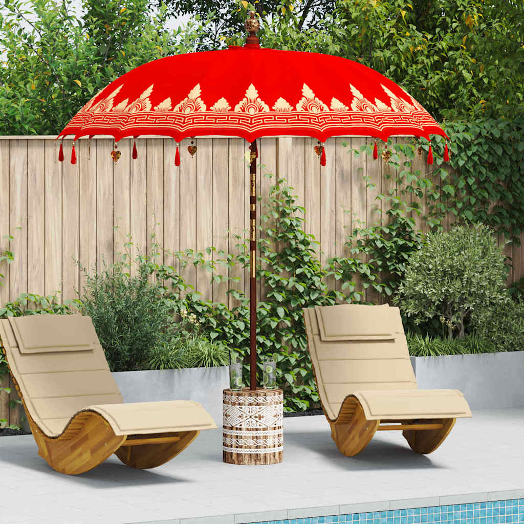 Balinesischer Sonnenschirm mit Sockel Rot 215 x 215 x 260 cm