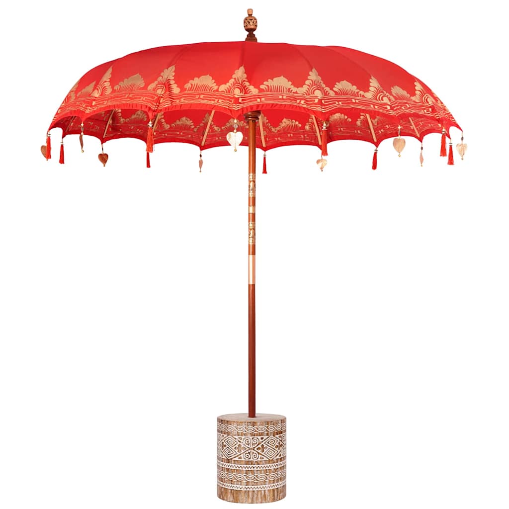 Balinesischer Sonnenschirm mit Sockel Rot 215 x 215 x 260 cm