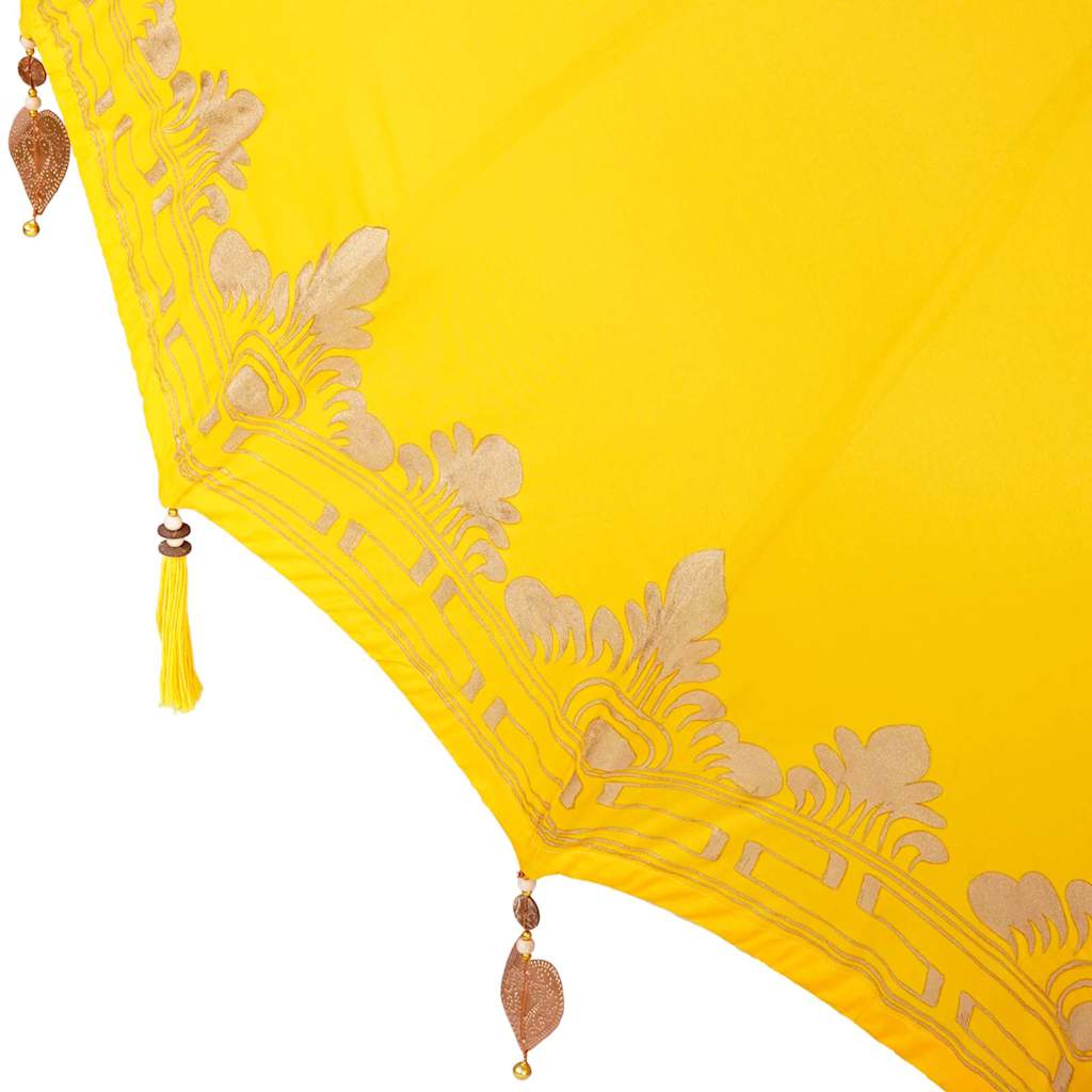 Balinesischer Sonnenschirm mit Sockel Gelb 185 x 185 x 260 cm