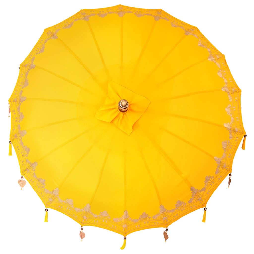 Balinesischer Sonnenschirm mit Sockel Gelb 185 x 185 x 260 cm