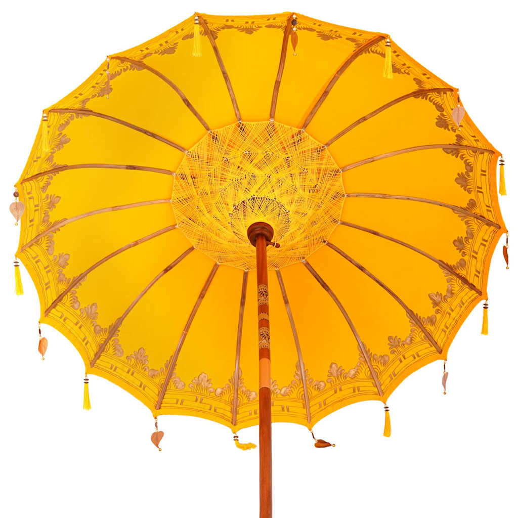 Balinesischer Sonnenschirm mit Sockel Gelb 185 x 185 x 260 cm