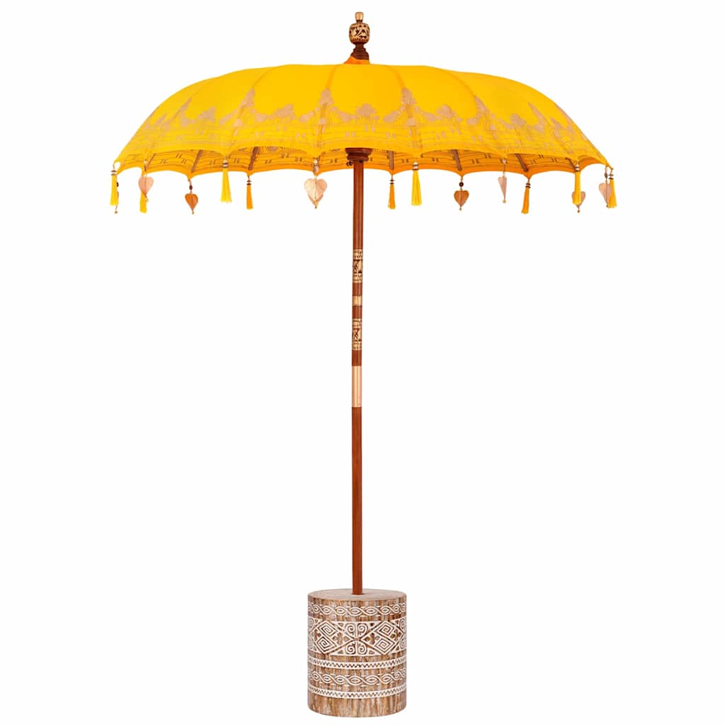 Balinesischer Sonnenschirm mit Sockel Gelb 185 x 185 x 260 cm