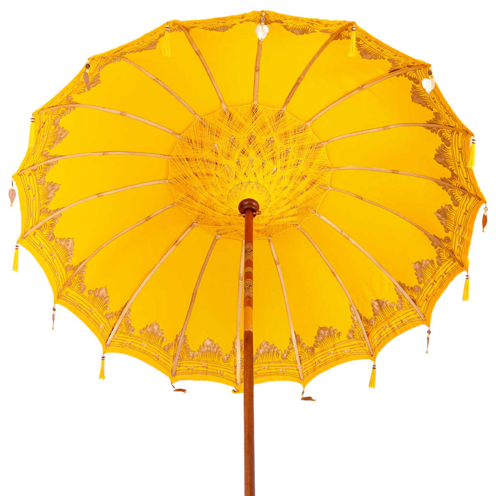 Balinesischer Sonnenschirm mit Sockel Gelb 215 x 215 x 260 cm