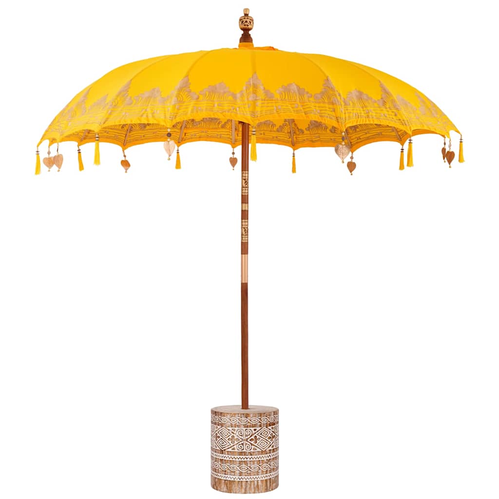 Balinesischer Sonnenschirm mit Sockel Gelb 215 x 215 x 260 cm