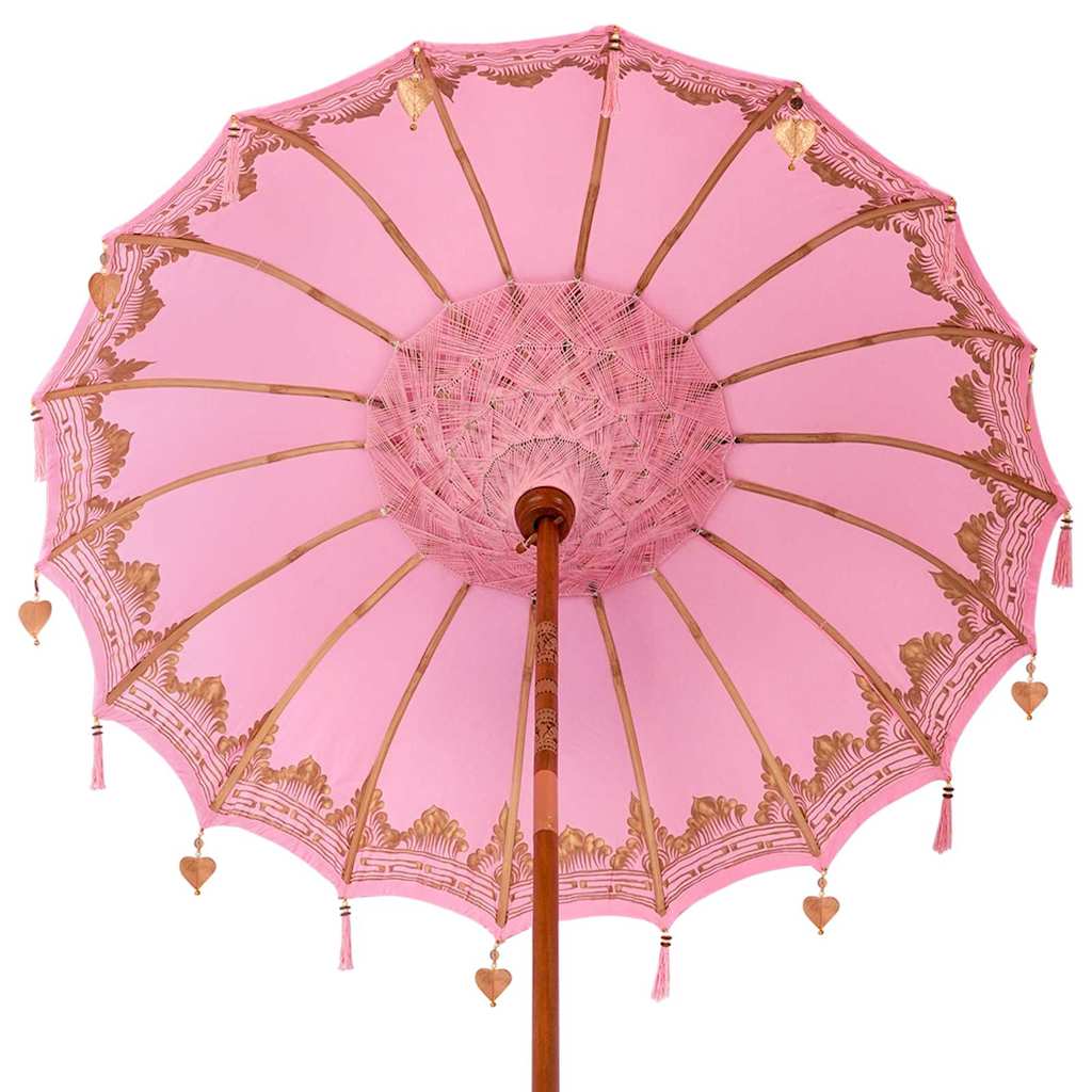 Balinesischer Sonnenschirm mit Sockel Rosa 185 x 185 x 260 cm