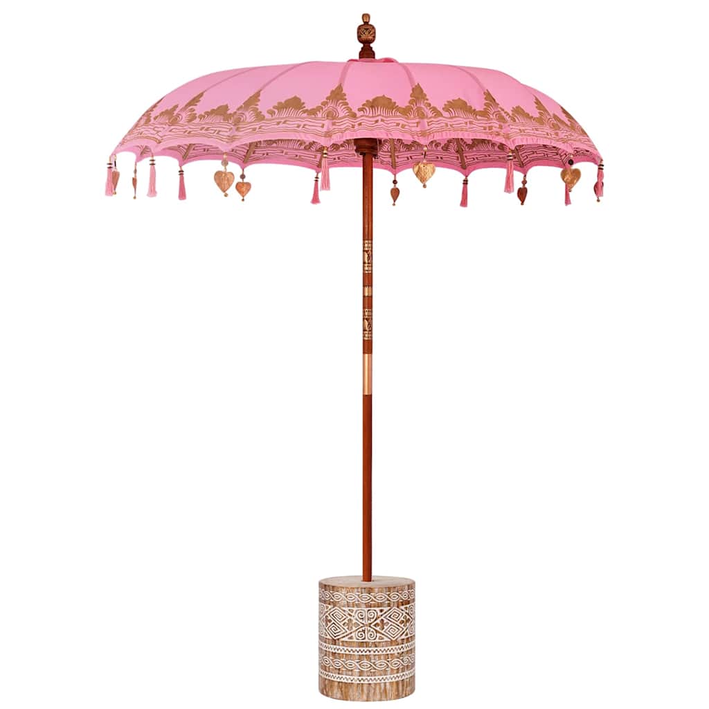 Balinesischer Sonnenschirm mit Sockel Rosa 185 x 185 x 260 cm