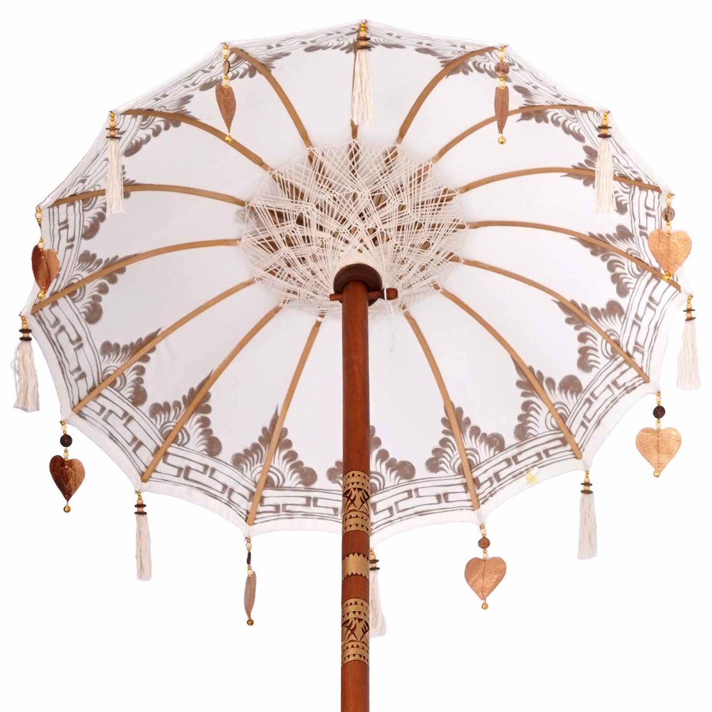 Balinesischer Sonnenschirm mit Sockel Creme 95 x 95 x 260 cm